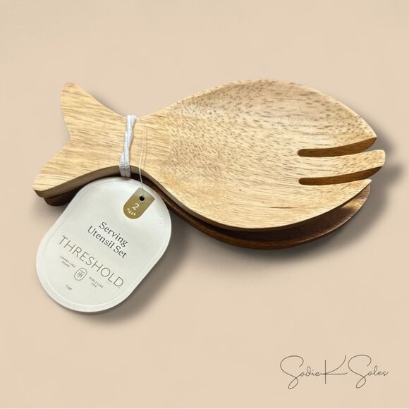 Coastal 2pc Wooden Fish Shape Salad Serving Set - Threshold - Target 2025 - Picture 4 of 4